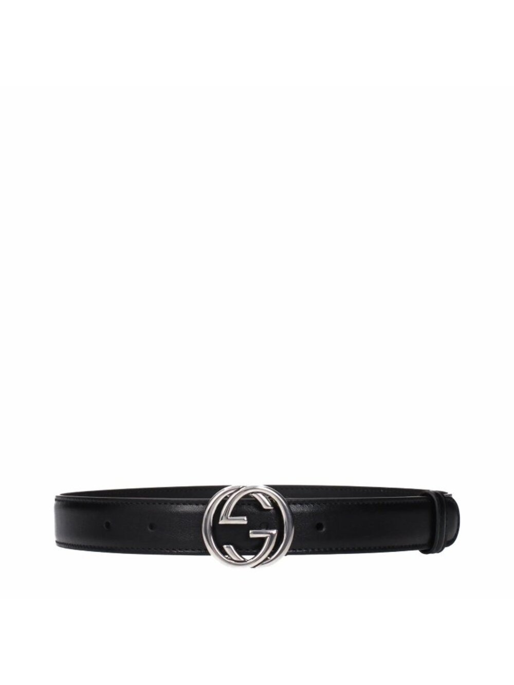 NEW Gucci Interlocking Belt Black Silver GG Sz 110 Cm 44 In 100% Authentic